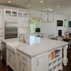 Large Island Keeps Transitional Kitchen Functional and Organized