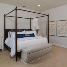 Four-Poster Canopy Bed in Neutral Transitional Master Bedroom