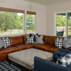 Leather Sectional Defines Living Room Sitting Area