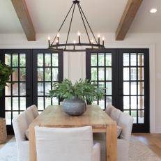 Contemporary Neutral Living Room with Neutral Dining Table 