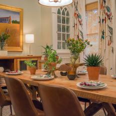 Neutral Craftsman Dining Room with Custom-Built Wood Table 