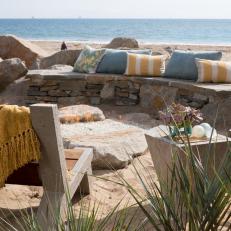 Stone Bench and Seaside Fire Pit