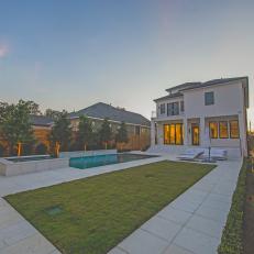 Contemporary Backyard With Rectangular Lawn