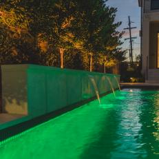 Pool and Waterfalls With Lighting