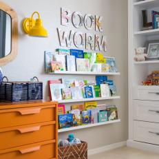 Bold Nursery with Library and Shelves