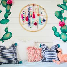 Boho-Chic Girl's Room With Dreamcatcher, Watercolor Wall Art