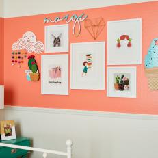 Peach Girl's Room With Gallery Wall