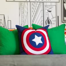 Boy's Bedroom With Super Hero Pillows