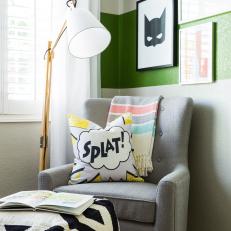 Gray Armchair With Splat Pillow