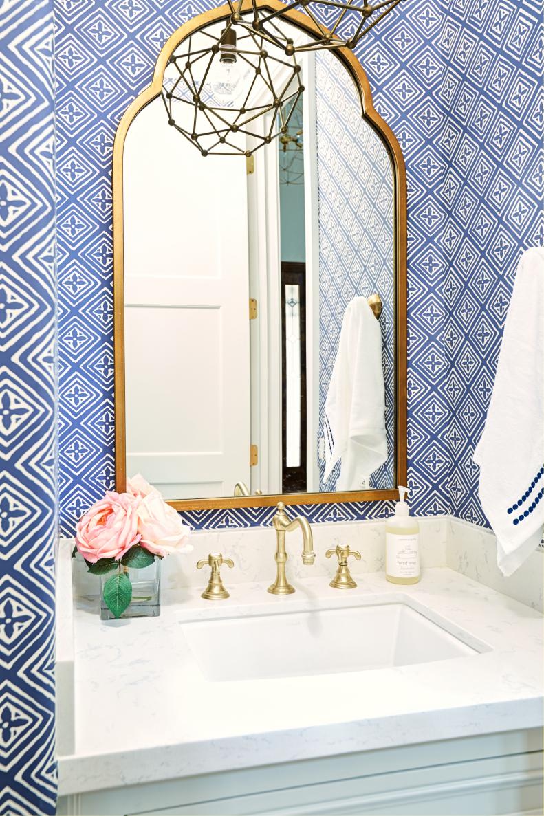 Blue and White Powder Room