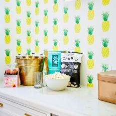 Kitchen Counter and Pineapple Wallpaper