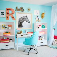 Blue Transitional Kid's Room and Desk