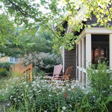 Cottage Garden and Adirondack Chairs