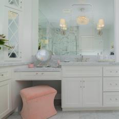 Built-In Bathroom Vanity With Marble Countertop