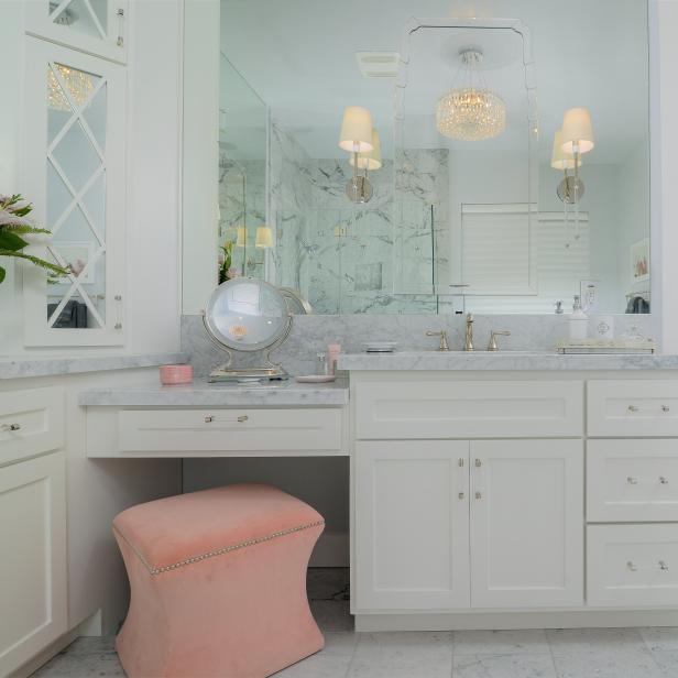 Built-In Bathroom Vanity With Marble Countertop | HGTV