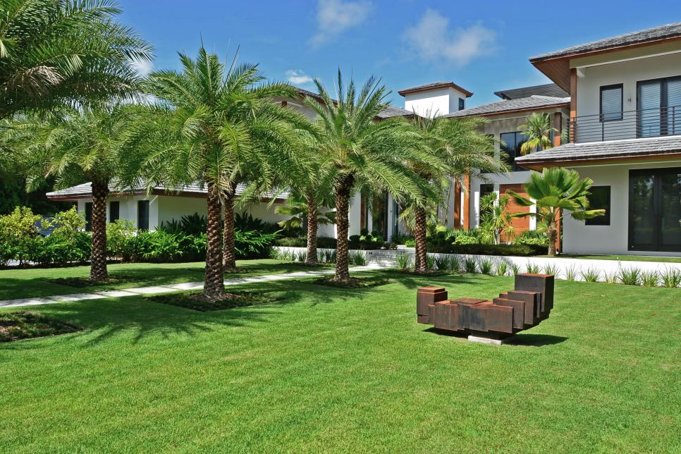 Contemporary Home With Tropical Front Yard