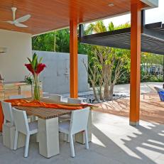 Open, Contemporary Outdoor Kitchen and Dining