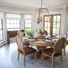 Contemporary Neutral Dining Room with French Doors 