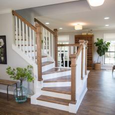 Contemporary Neutral Foyer with New Staircase