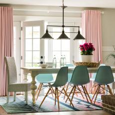 Robin's-Egg Blue & Bubblegum Pink Dining Room