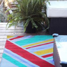 Gray Outdoor Rug With Painted Stripes