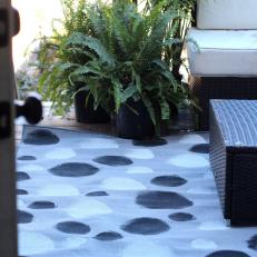 Outdoor Rug With Painted Black and White Dots