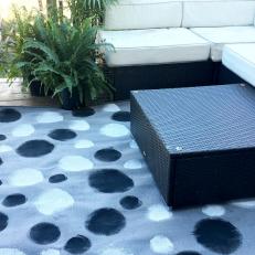 Outdoor Rug With Painted Black and White Dots