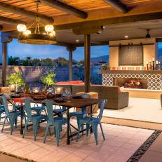 Contemporary Meets Rustic Outdoor Dining Room