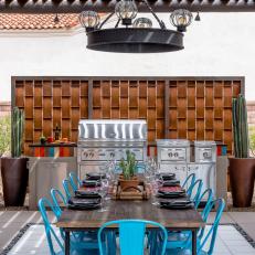 Outdoor Kitchen Mixes Southwest and Contemporary Styles