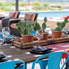 Southwestern Cacti Centerpiece on Outdoor Dining Table