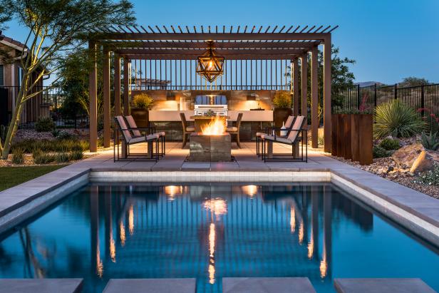 Contemporary Patio Includes Outdoor Kitchen, Pool | 2017 | HGTV