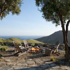 Rustic, Cozy Fire Pit With California Coast View