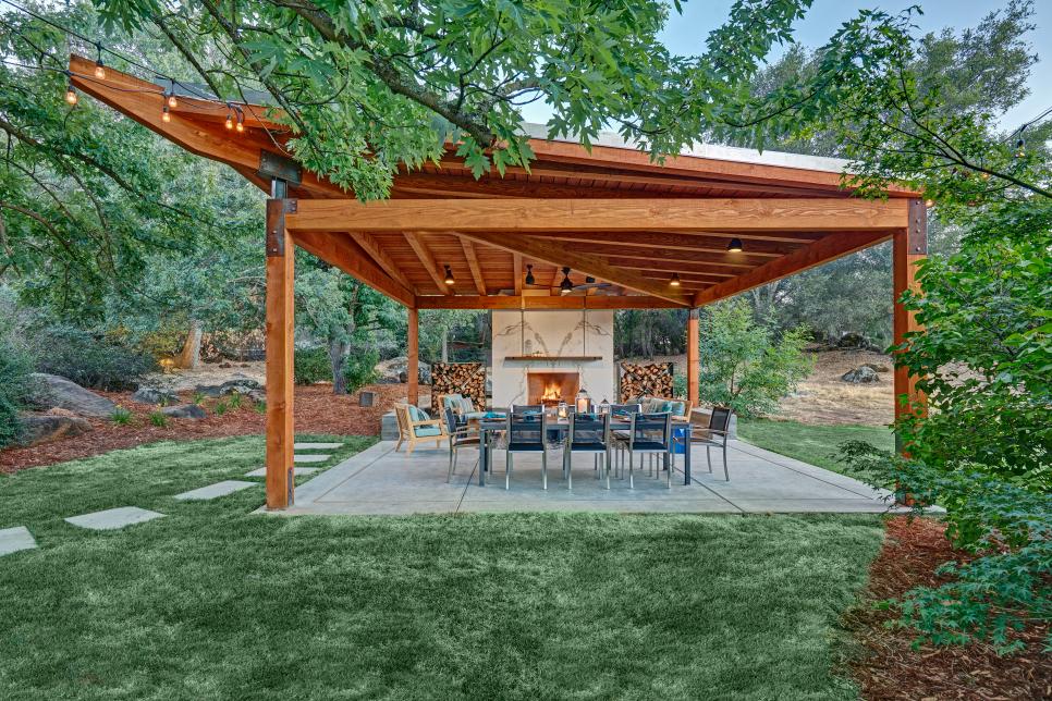 Backyard Pergola And Gazebo Design, Gazebo With Fire Pit Inside Screened Porch