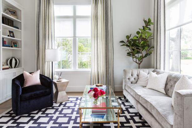 Navy grey and store cream living room