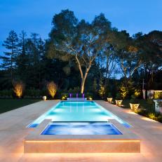 Elegant, Contemporary Pool at Night