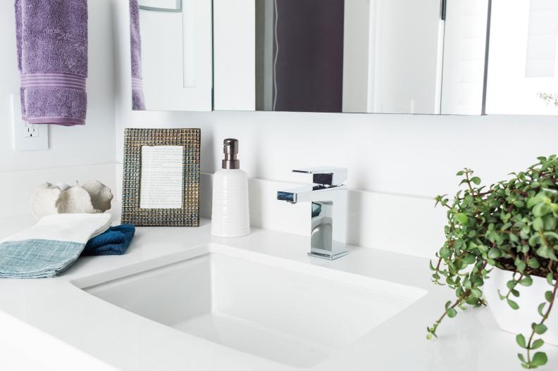 Terrace bathroom features undermount sink with sleek chrome faucet