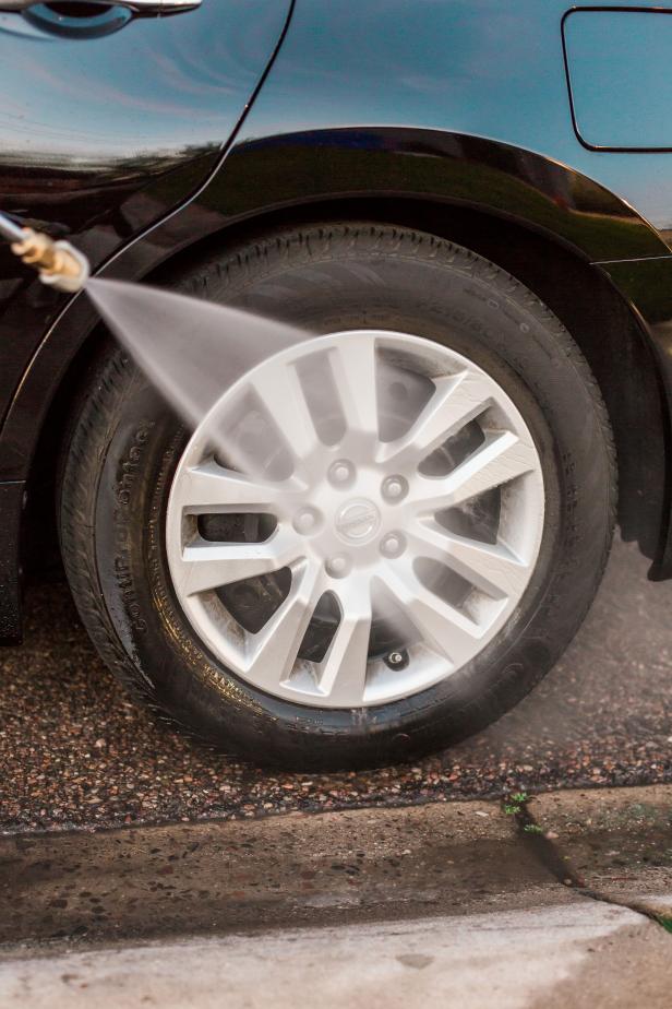 A pressure washer can make car washing much faster and more enjoyable and it’s a quick way to remove stubborn mud, dirt and salt deposits.  Just be sure to use the gentler 40-degree nozzle on the paint. For tires and wheels, you can amp up the intensity. 