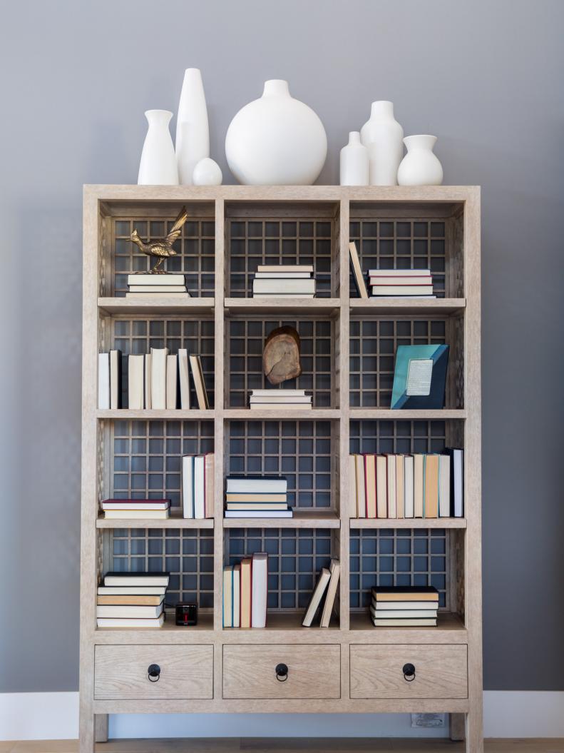 Simple, elegant wooden bookcase offers storage and display space