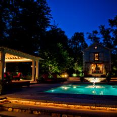 Pool and Outdoor Lounge at Night