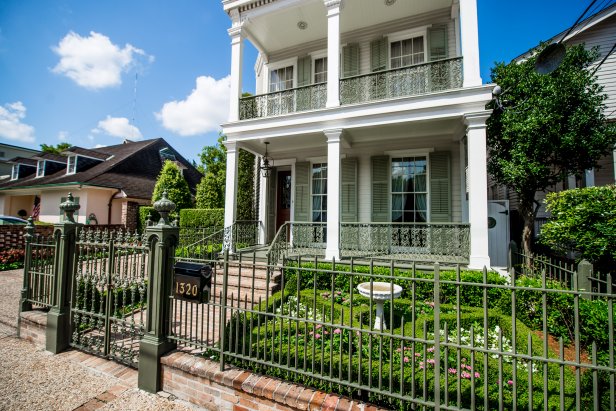 Traditional Exterior With Fence, Boxwood Garden