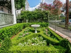 Front Yard With Boxwood Garden, Annuals