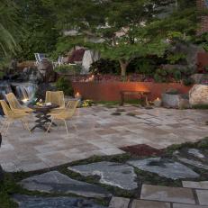 Patio With Pavers and Waterfall