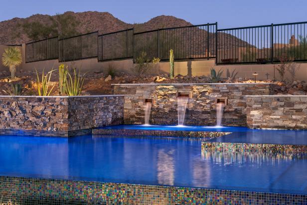 swimming pool with retaining wall