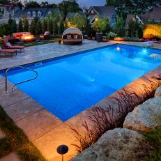 Pool at Night With Dramatic Lighting