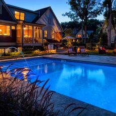 Home Exterior and Pool at Night