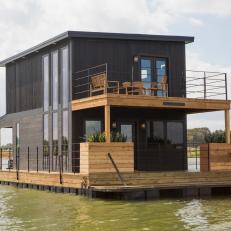 Black and Tan Contemporary House Boat