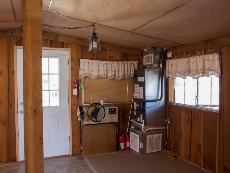 As seen on FIxer Upper, the downstairs of the Swartz house boat. (Before #5)