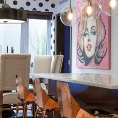 Eclectic Dining Space Showcases Marilyn Monroe Painting