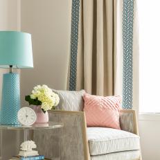 Armchair and Blue Table Lamp