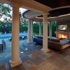 Covered Cabana with Outdoor Fireplace